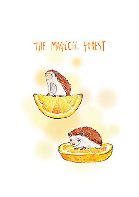 PSD 동물 응시 두마리 과일 일러스트 붓터치 수채화 앉기 사람없음 레몬 슬라이스 고슴도치 국내일러스트 시선 2 포유류 모션 파일형식