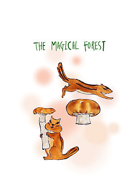 PSD 동물 두마리 일러스트 붓터치 수채화 들기 사람없음 점프 버섯 먹기 다람쥐 국내일러스트 2 모션 설치류 파일형식