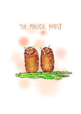 PSD 동물 두마리 채소 일러스트 붓터치 수채화 앉기 사람없음 잠 아스파라거스 부엉이 국내일러스트 2 모션 조류 파일형식