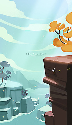 PSD 나무 구름 호수 바다 여행 백그라운드 일러스트 하늘 산 한명 사람 성인 강 절벽 바위 암벽 오르기 암벽등반 클라이밍 국내일러스트 자연요소 식물 1 모션 등산 등반 돌_바위 파일형식