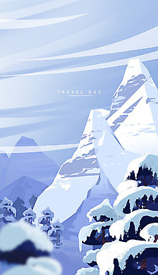 PSD 나무 여행 백그라운드 겨울 일러스트 산 눈꽃 사람없음 눈 산등성이 만년설 눈덮임 겨울배경 국내일러스트 자연요소 식물 계절 컨셉 날씨 눈_날씨 파일형식