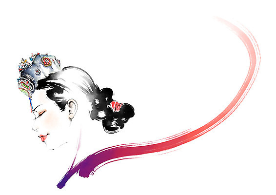 PSD 전통 여자 얼굴 일러스트 캘리그라피 붓터치 한명 미소 사람 성인 신체부위 한국인 번짐 족두리 쪽머리 인물화 국내일러스트 1 헤어스타일 전통소품 표정 동양인 그림 파일형식 효과