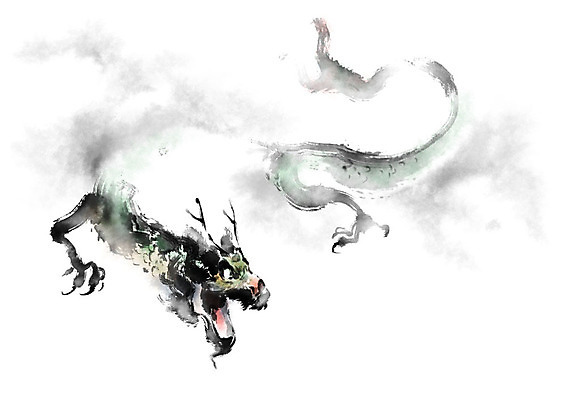 PSD 한마리 일러스트 캘리그라피 붓터치 사람없음 용 연기 번짐 드래곤 국내일러스트 1 파일형식 효과