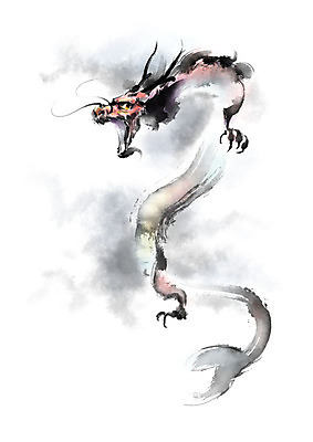 PSD 한마리 일러스트 캘리그라피 붓터치 사람없음 용 번짐 드래곤 국내일러스트 1 파일형식 효과