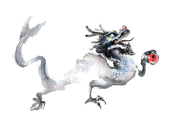 PSD 한마리 일러스트 캘리그라피 붓터치 사람없음 용 구슬 번짐 드래곤 여의주 국내일러스트 1 파일형식 효과