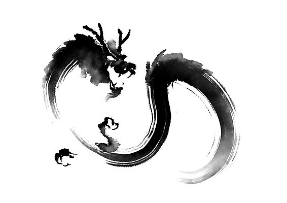 PSD 한마리 일러스트 캘리그라피 붓터치 사람없음 용 번짐 드래곤 국내일러스트 1 파일형식 효과