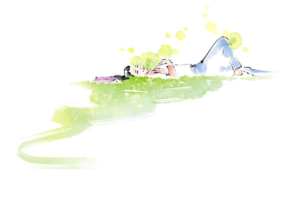 전신 PSD 응시 여자 일러스트 캘리그라피 붓터치 휴식 한명 미소 사람 잔디 초원 성인 책 눕기 번짐 성인여자한명만 국내일러스트 식물 1 시선 컨셉 모션 표정 여자한명만 성인여자만 파일형식 효과