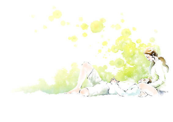 전신 PSD 커플 응시 여자 남자 일러스트 캘리그라피 붓터치 휴식 미소 사람 앉기 성인 두명 눕기 번짐 무릎베개 성인만 국내일러스트 시선 컨셉 관계 모션 표정 파일형식 효과