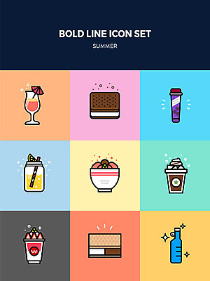 아이콘 음료 아이스크림 여름음식 사람없음 여름 세트 쿠키 과자 칵테일 레몬주스 빙수 딸기주스 아이스커피 볼드라인 제철음식 2D아이콘 AI파일 계절 커피 음식 디저트 주류 과일주스 라인아이콘 제철 파일형식 벡터 여름_계절