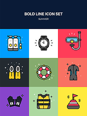 아이콘 사람없음 여름 세트 깃발 잠수부 손목시계 오리발 구명조끼 튜브 잠수복 산소통 잠수경 잠수용품 잠수장비 볼드라인 2D아이콘 AI파일 옷 계절 시계 장신구 통 장비 전문직 물안경 라인아이콘 레포츠용품 구조용품 파일형식 벡터
