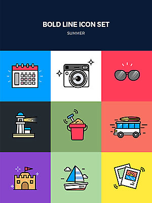 아이콘 모래 요트 등대 사람없음 여름 세트 선글라스 카메라 달력 서핑보드 삽 모래성 캠핑카 기념사진 볼드라인 2D아이콘 AI파일 계절 안경 배_교통 자동차 전자제품 보드_스포츠 라인아이콘 파일형식 벡터