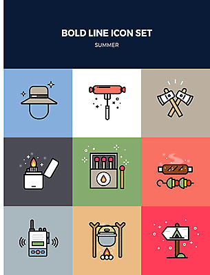 아이콘 사람없음 여름 세트 랜턴 표지판 소시지 냄비 모닥불 캠핑장 도끼 무전기 꼬치구이 라이터 성냥개비탑 볼드라인 2D아이콘 AI파일 계절 불 무선통신 조명 알림판 캠핑 가공식품 꼬치 솥 구이 라인아이콘 파일형식 벡터