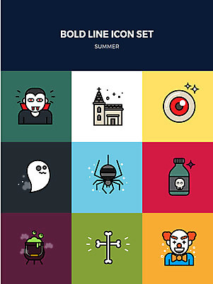 아이콘 뼈 사람없음 여름 세트 교회 독약 유령 눈동자 거미 더위탈출 드라큘라 삐에로가면 볼드라인 2D아이콘 AI파일 계절 곤충 종교건축 가면 건물 눈_신체부위 라인아이콘 파일형식 벡터