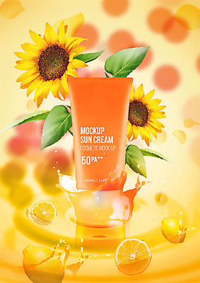 PSD 편집이미지 꽃잎 해바라기 사람없음 뷰티 회오리 물방울 레몬 선크림 이미지편집 꽃 과일 화장품 파일형식