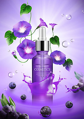 PSD 편집이미지 꽃잎 사람없음 뷰티 보라색 화장품 물방울 블루베리 나팔꽃 이미지편집 꽃 컬러 과일 파일형식