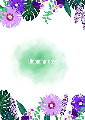 PSD 꽃 백그라운드 꽃백그라운드 일러스트 나뭇잎 수채화 사각프레임 사람없음 보라색 다양 풀잎 번짐 꽃프레임 몬스테라 열대잎 트로피컬아트 국내일러스트 식물 컬러 다수 잎 프레임 사각형 풀_식물 그림 파일형식 효과