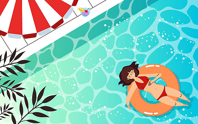 전신 여자 음료 일러스트 수영장 한명 사람 성인 비키니 눕기 나뭇가지 파라솔 더위 시원함 튜브 더위탈출 국내일러스트 AI파일 나무 1 수영복 모션 날씨 파일형식 벡터