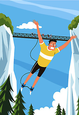 전신 나무 구름 여자 남자 일러스트 하늘 사람 여러명 성인 놀람 절벽 더위 숲 무서움 하락 번지점프 더위탈출 가교 국내일러스트 AI파일 자연요소 식물 건축물 감정 다수 컨셉 날씨 표정 익스트림스포츠 파일형식 벡터