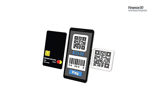 PSD 편집이미지 사람없음 금융 스마트폰 3D소스 3D 신용카드 가격 디지털합성 바코드 결제 QR코드 핀테크 제로페이 편집3D 모바일 경제 핸드폰 스마트기기 스마트 파일형식
