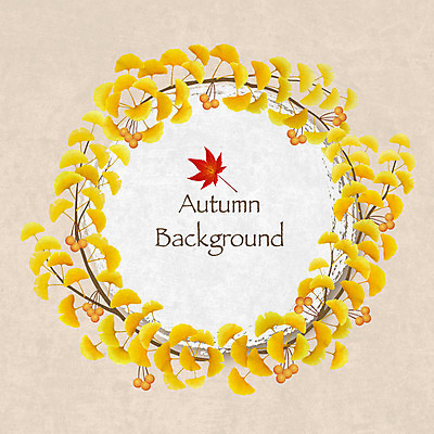백그라운드 단풍 일러스트 프레임 사람없음 가을 원형 은행잎 원형프레임 동그란 은행열매 가을배경 국내일러스트 AI파일 도형 계절 열매 잎 파일형식 벡터 가을_계절