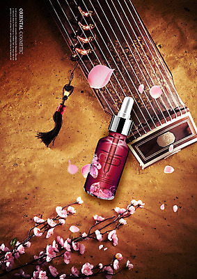 PSD 편집이미지 꽃잎 국악기 사람없음 화장품 한의학 오리엔탈 거문고 꽃가지 흩날리기 이미지편집 꽃 악기 의학 모션 현악기 국악 뷰티 나뭇가지 파일형식