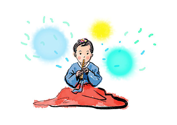 전신 PSD 한국전통 여자 전통문화 일러스트 캘리그라피 붓터치 국악기 국악 한명 사람 앉기 성인 한복 피리 번짐 국내일러스트 1 전통 문화 악기 음악 모션 한국 전통의상 목관악기 파일형식 효과