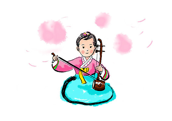 전신 PSD 한국전통 여자 전통문화 일러스트 캘리그라피 붓터치 국악기 국악 한명 사람 앉기 성인 연주자 한복 번짐 해금 국내일러스트 1 전통 문화 악기 음악 모션 현악기 한국 음악가 전통의상 파일형식 효과