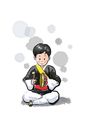 전신 PSD 한국전통 남자 전통문화 일러스트 캘리그라피 붓터치 한명 사람 앉기 성인 사물놀이 번짐 꽹과리 국내일러스트 1 전통 문화 모션 타악기 한국 국악기 전통놀이 전통공연 파일형식 효과