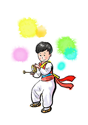 전신 PSD 한국전통 남자 전통문화 일러스트 캘리그라피 붓터치 한명 사람 성인 사물놀이 즐거움 번짐 꽹과리 국내일러스트 1 전통 감정 문화 타악기 한국 국악기 전통놀이 전통공연 파일형식 효과