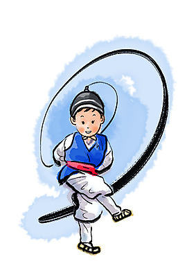 전신 PSD 한국전통 남자 전통문화 일러스트 캘리그라피 붓터치 한명 사람 성인 한복 풍물놀이 번짐 상모 상모돌리기 국내일러스트 1 전통 문화 한국 국악 전통의상 파일형식 효과