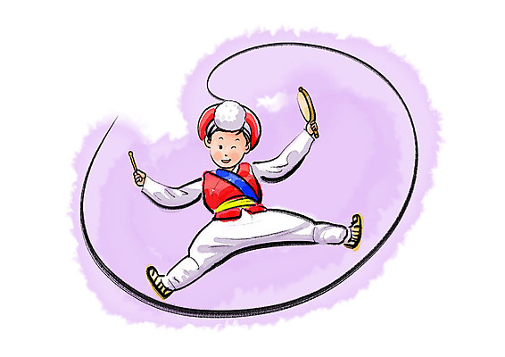 전신 PSD 한국전통 남자 전통문화 일러스트 캘리그라피 붓터치 한명 사람 성인 풍물놀이 즐거움 번짐 꽹과리 농악대 상쇠 국내일러스트 1 전통 감정 문화 타악기 한국 국악기 국악 파일형식 효과