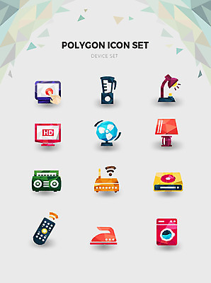 아이콘 전등 사람없음 세트 텔레비전 장비 스탠드 선풍기 리모컨 다리미 CD플레이어 공유기 드럼세탁기 폴리곤 사운드믹서 2D아이콘 AI파일 음향기기 조명 전자제품 가전제품 세탁기 파일형식 벡터