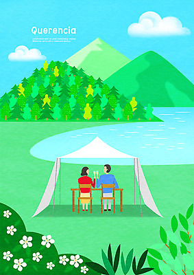 전신 PSD 나무 커플 여자 남자 꽃 호수 와인잔 일러스트 휴식 산 사람 앉기 성인 두명 강 마주보기 공간 마시기 강가 들풀 건배 천막 안식처 야외테라스 휴식처 국내일러스트 식물 컨셉 술잔 관계 모션 발코니 파일형식