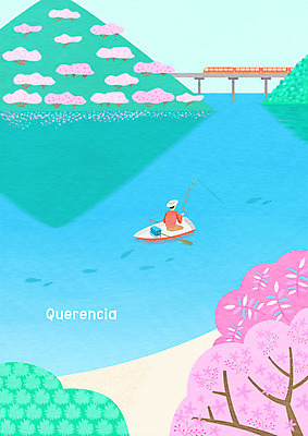 전신 PSD 남자 호수 일러스트 낚시 휴식 산 꽃나무 한명 사람 앉기 성인 강 공간 기차 나룻배 안식처 휴식처 가교 국내일러스트 나무 1 건축물 꽃 육상교통 컨셉 배_교통 모션 레저 대중교통 파일형식