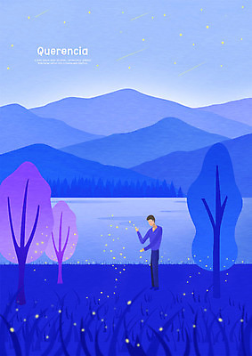 전신 PSD 나무 남자 별 일러스트 밤하늘 휴식 산 한명 사람 초원 성인 공간 야간 강가 유성 들풀 산등성이 반딧불이 안식처 휴식처 국내일러스트 자연요소 식물 1 곤충 컨셉 하늘 강 파일형식