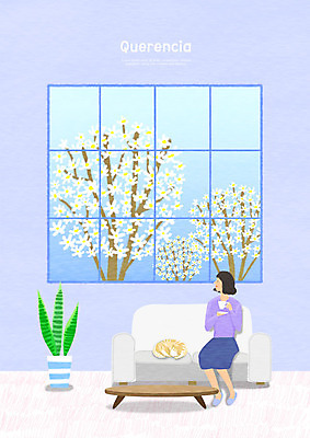 전신 PSD 한마리 여자 화분 거실 일러스트 창문 탁자 휴식 꽃나무 한명 미소 사람 앉기 풍경 성인 소파 고양이 공간 마시기 찻잔 반려 안식처 휴식처 국내일러스트 나무 1 꽃 가구 컨셉 의자 포유류 모션 잔 표정 반려동물 파일형식