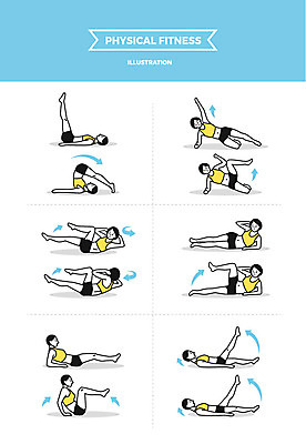 전신 여자 일러스트 사람 여러명 성인 운동 스트레칭 웨이트트레이닝 옆구리운동 맨손운동 복근운동 코어운동 국내일러스트 AI파일 다수 건강 파일형식 벡터
