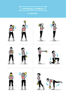 전신 여자 일러스트 사람 여러명 성인 운동 헬스 헬스장 팔운동 헬스동작 케틀벨 케틀벨운동 국내일러스트 AI파일 다수 건강 파일형식 벡터