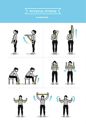 전신 여자 의자 일러스트 팔벌리기 사람 앉기 여러명 성인 운동 스트레칭 당기기 팔운동 헬스밴드 국내일러스트 AI파일 가구 다수 모션 건강 파일형식 벡터