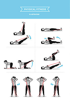 전신 여자 일러스트 서기 사람 여러명 성인 눕기 운동 스트레칭 당기기 다리들기 헬스밴드 무릎구부리기 국내일러스트 AI파일 포즈 다수 모션 건강 파일형식 벡터