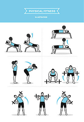 전신 남자 일러스트 들기 사람 여러명 성인 운동 운동기구 헬스 헬스장 역기 웨이트트레이닝 헬스동작 벤치프레스 옆구리운동 가슴운동 국내일러스트 AI파일 다수 모션 건강 스트레칭 파일형식 벡터