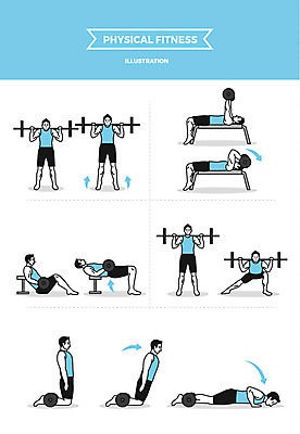 전신 남자 일러스트 사람 여러명 성인 눕기 운동 헬스 헬스장 역기 웨이트트레이닝 헬스동작 가슴운동 등운동 하체운동 들어올리기 국내일러스트 AI파일 다수 모션 건강 파일형식 벡터
