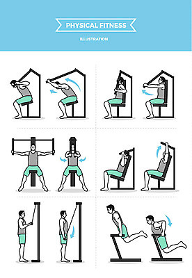 전신 남자 일러스트 사람 여러명 성인 운동 운동기구 헬스 헬스장 당기기 팔운동 등운동 랫풀다운 로잉머신 국내일러스트 AI파일 다수 모션 건강 파일형식 벡터