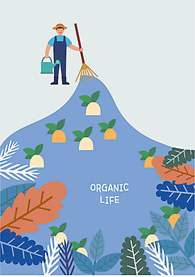 전신 라이프스타일 남자 일러스트 나뭇잎 한명 미소 사람 성인 농사 물뿌리개 나뭇가지 농부 무 유기농 곡괭이 밭농사 국내일러스트 AI파일 나무 직업 1 웰빙 잎 농업 뿌리채소 표정 생활 파일형식 벡터