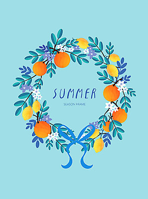 계절 리본 백그라운드 오렌지 일러스트 프레임 사람없음 여름 시원함 레몬 꽃가지 프레임일러스트 국내일러스트 AI파일 꽃 과일 나뭇가지 파일형식 벡터