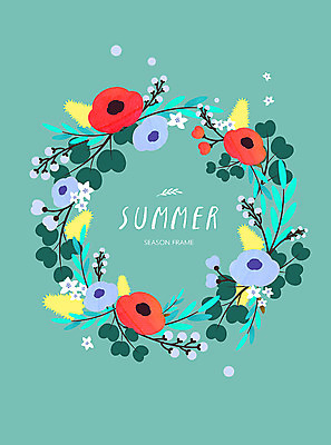 계절 열매 백그라운드 일러스트 프레임 사람없음 여름 화관 시원함 꽃가지 열대꽃 프레임일러스트 국내일러스트 AI파일 식물 꽃 나뭇가지 파일형식 벡터