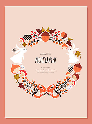 계절 열매 리본 백그라운드 단풍 두마리 일러스트 프레임 사람없음 버섯 가을 토끼 밤 솔방울 프레임일러스트 가을배경 국내일러스트 AI파일 식물 잎 2 포유류 반려동물 견과류 파일형식 벡터 가을_계절