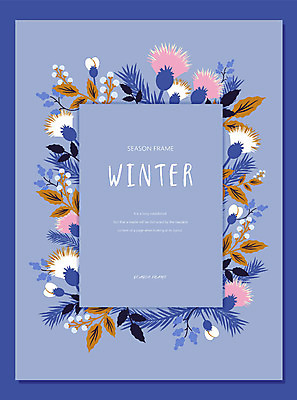 식물 계절 백그라운드 일러스트 나뭇잎 프레임 사람없음 나뭇가지 겨울꽃 프레임일러스트 겨울배경 국내일러스트 AI파일 나무 꽃 잎 겨울 파일형식 벡터