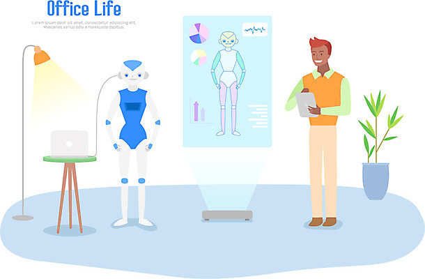전신 라이프스타일 남자 화분 일러스트 탁자 그래프 전등 한명 서기 미소 사람 성인 라이프 노트북 태블릿 사무실 스크린 전선 연결 연구원 로봇 분석 빔프로젝트 국내일러스트 AI파일 직업 1 가구 컨셉 비즈니스 모션 조명 표정 생활 전자제품 스마트기기 파일형식 벡터
