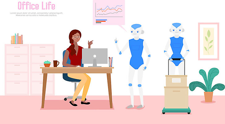 전신 라이프스타일 여자 화분 흑인 액자 일러스트 그래프 대화 설명 한명 서기 사람 앉기 성인 라이프 컴퓨터 사무실 모니터 카트 머그컵 짐 가리킴 운반 로봇 책상 서랍장 택배상자 국내일러스트 AI파일 서양인 1 가구 비즈니스 모션 말하기 손짓 생활 컵 전자제품 상자 택배 파일형식 벡터